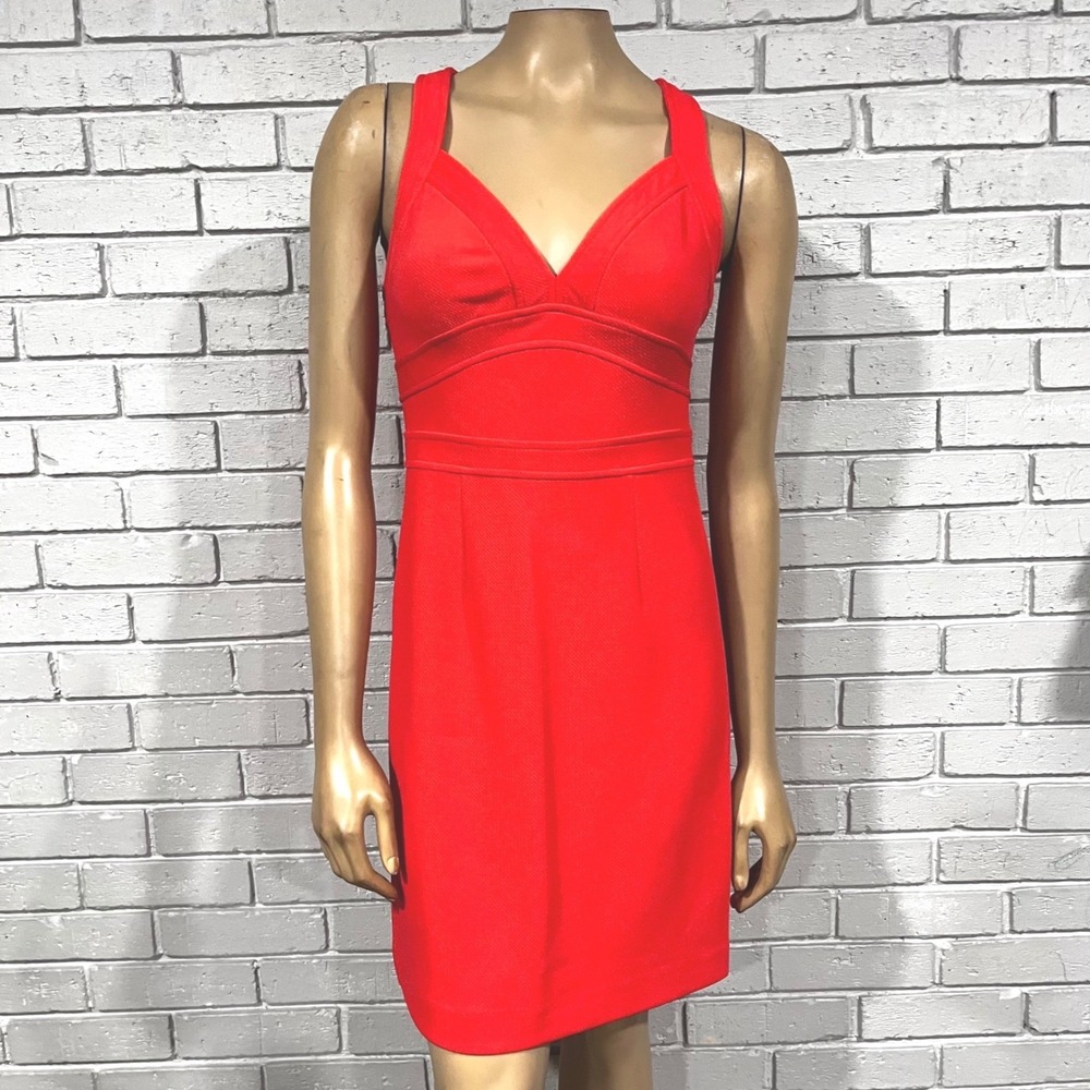 Plenty by Tracy Reese Red Caged Back Sheath Dress Old Money Excellent 2